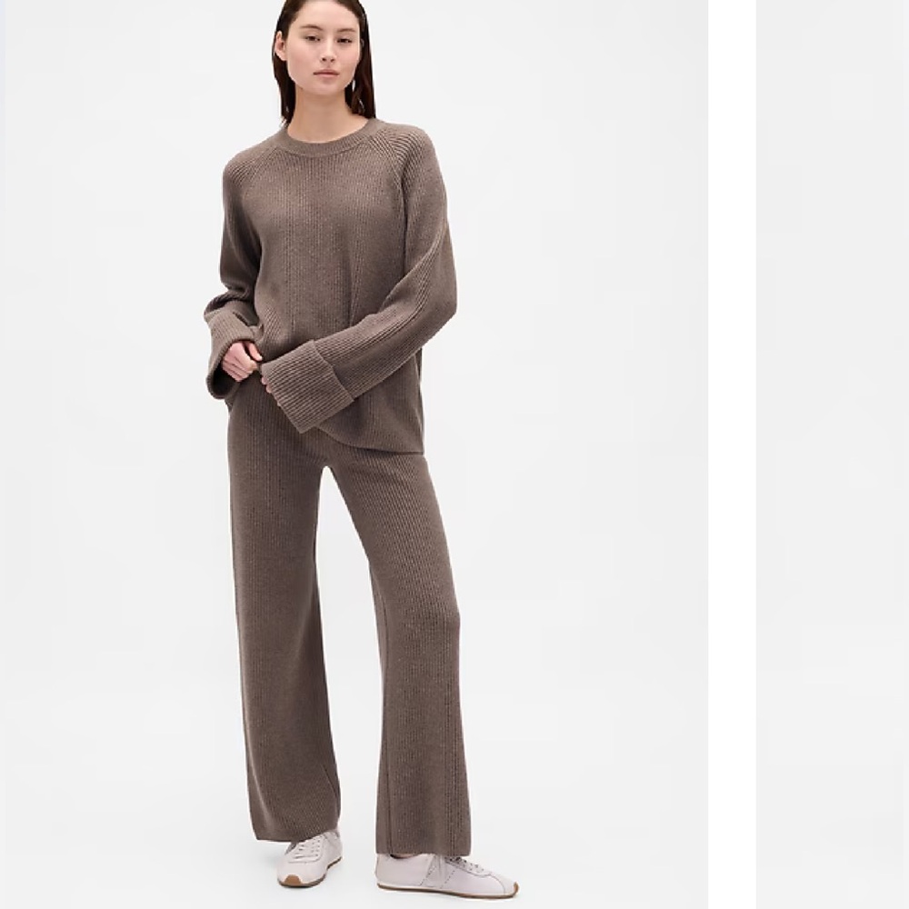 GAP CashSoft Knit Sweater Pants XL Tall Brown Wide Leg Drawstring Lounge 2023
